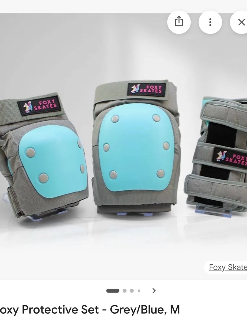 Foxy Skates Protective Pad Set - Grey with Light Blue